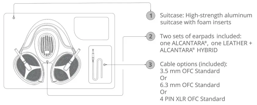MEZE Audio Elite Isodynamic Hybrid Array Headphone-Package contents