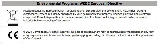 Comfortpool POOL HEAT PUMP - Environmental Programs, WEEE European Directive