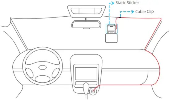 KINGSLIM D5 4K Dash Cam with Built in WiFi GPS - Cable