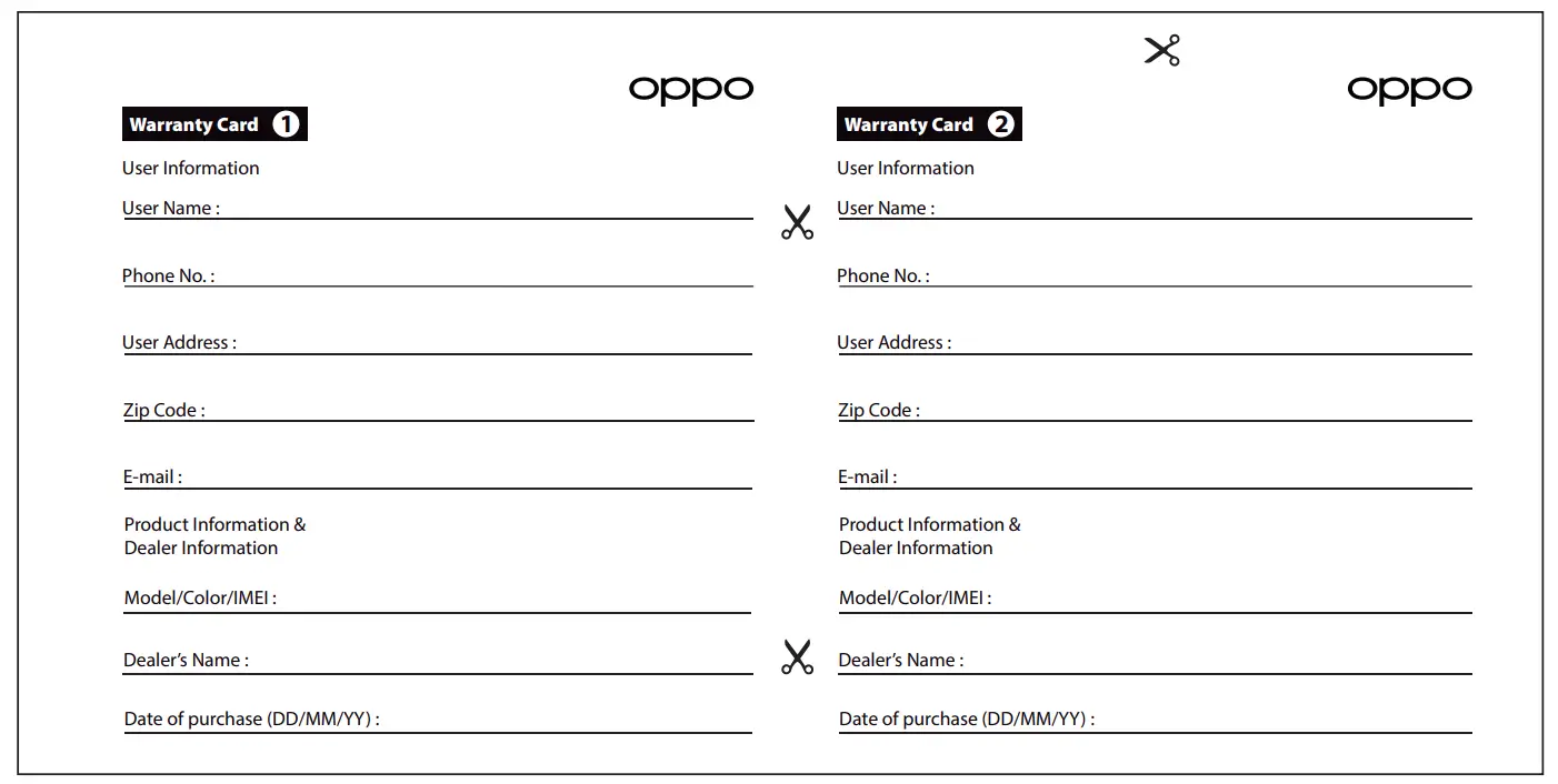 oppo CPH2135 Smartphone - warranty curd
