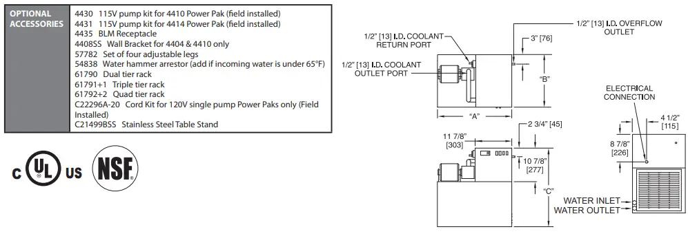 Perlick 4400 Series Power Paks, 1-2 Hp Power Pak - 2 Pumps-fig3