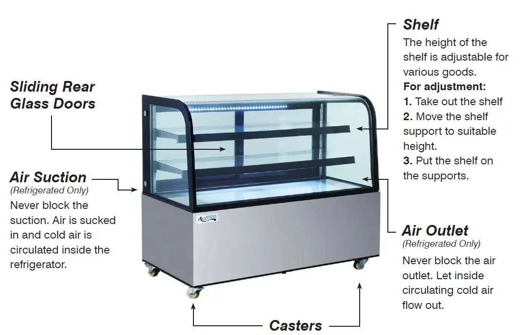 AVANTCO 193BC36HCB Refrigerated and Dry Bakery Case FIG (3)