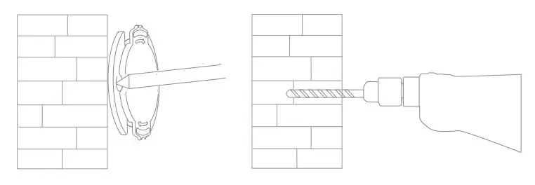 Xiaomi Home Security Camera 360° 1080P User Guide - Drill two holes on the wall by using the base of the security camera as a template