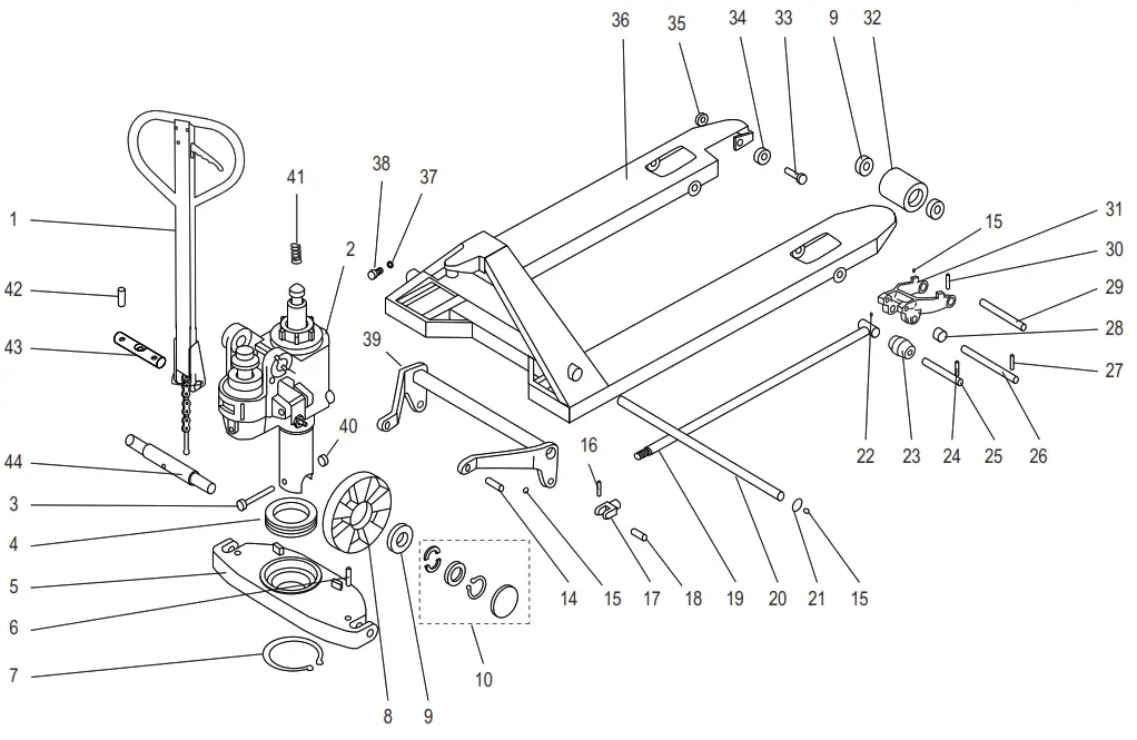 ULINE H-2640 Pallet Truck - FRAME GIAGARAM