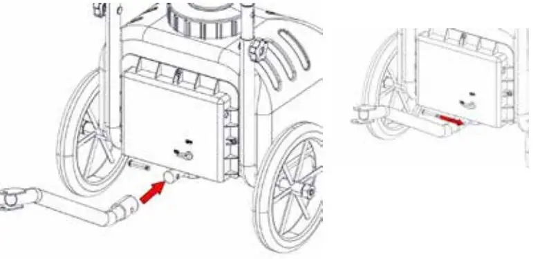 REVOLT Rechargeable Master Gardener User Manual - Attach Trailer Tongue to the back-end of Sprayer and align holes between both items