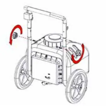 REVOLT Rechargeable Master Gardener User Manual - Secure Sprayer Handle to the Sprayer with Handle Adjustment Knobs & Bolts