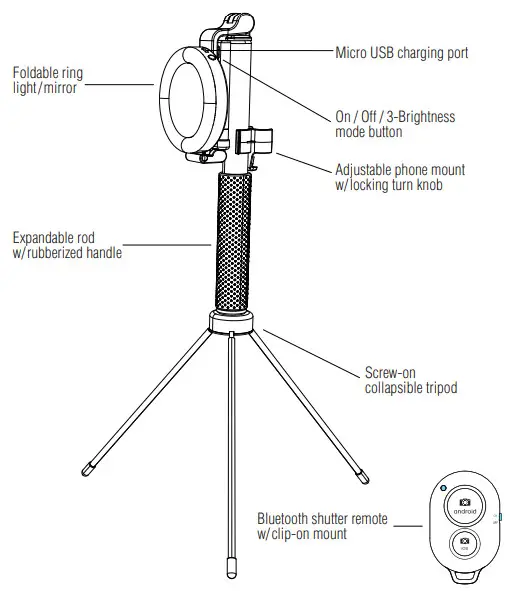 tzumi 7328 Halo Stick Pro 5.5’ LED RingLight-PRODUCT OVERVIEW