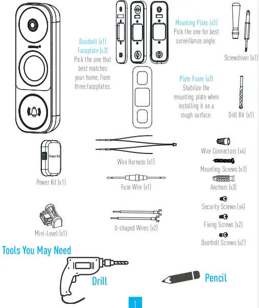 HIKVISION Wi-Fi Video Doorbell DS-HD1 - What’s in the Box