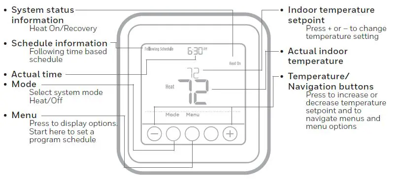 Honeywell TH6100AF2004 T6 Hydronic Programmable Thermostat fig1