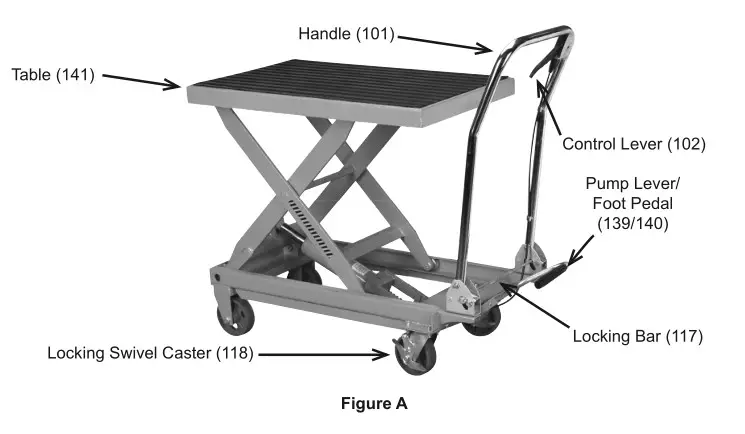 HaulMaster 1000 LB Hydraulic Table Cart - Fig A