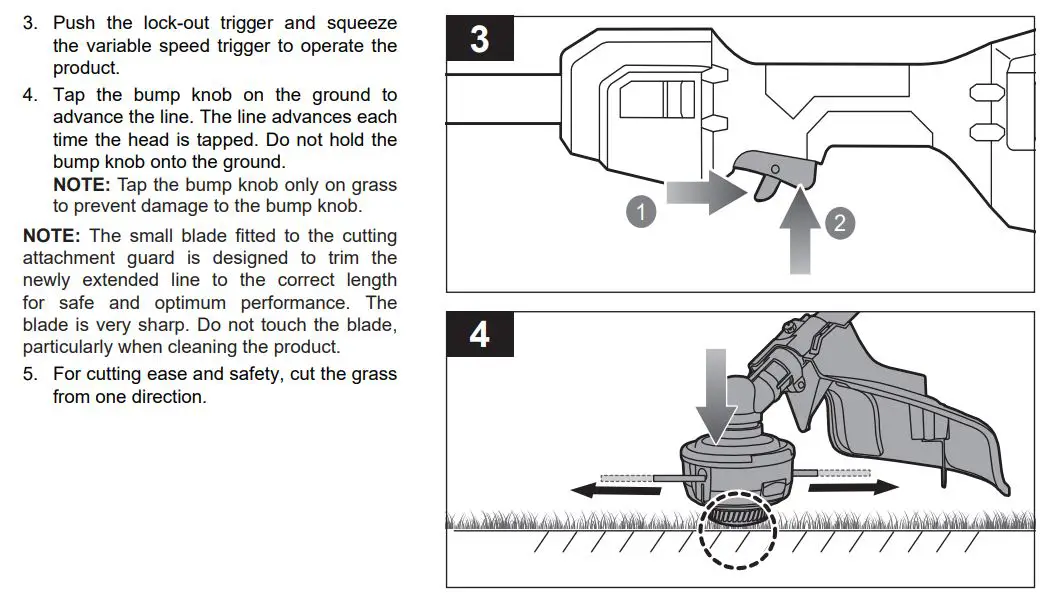 RYOBI R18LTR38 Brushless Line Trimmer Kit Instruction Manual - OPERATING THE PRODUCT