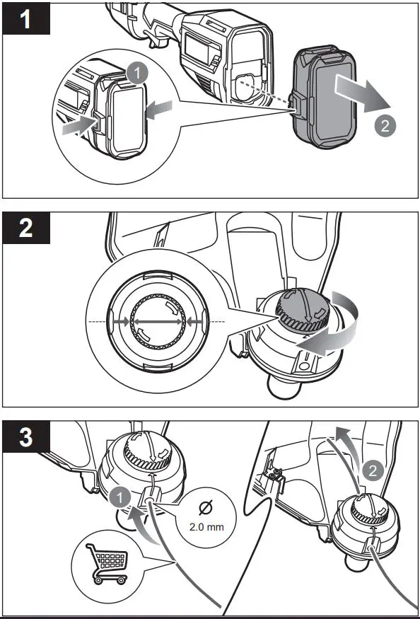 RYOBI R18LTR38 Brushless Line Trimmer Kit Instruction Manual - REPLACING THE LINE