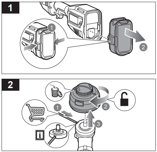 RYOBI R18LTR38 Brushless Line Trimmer Kit Instruction Manual - REPLACING THE STRING HEAD
