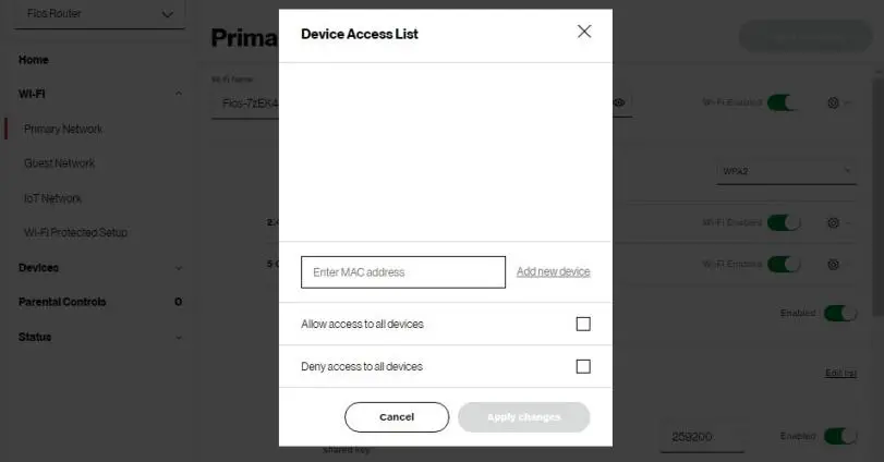 Device Access List