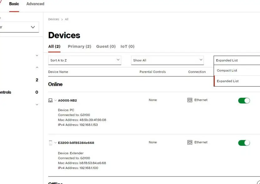 Devices: All - Expanded List