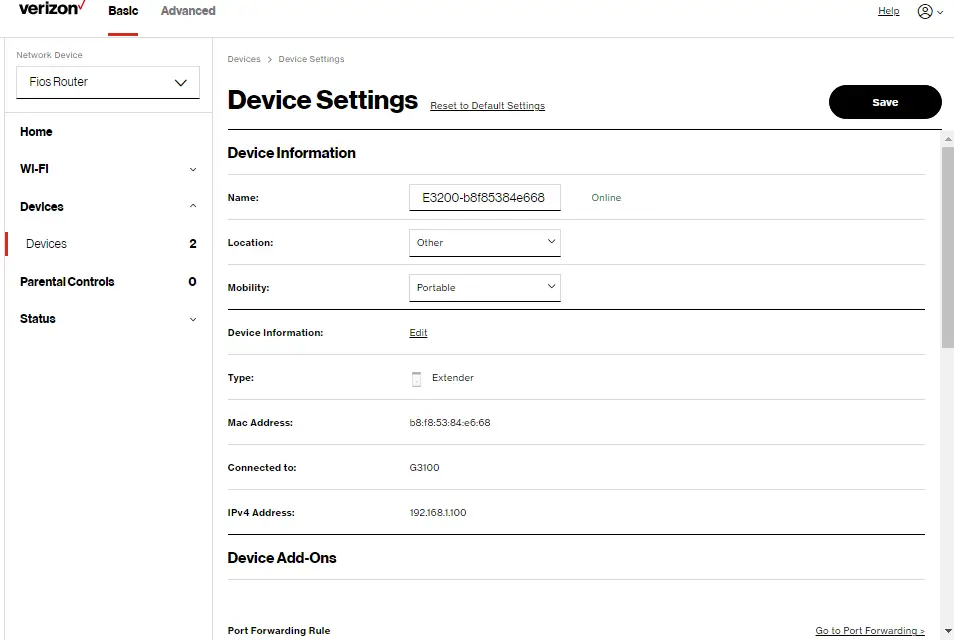 Devices: Device Settings
