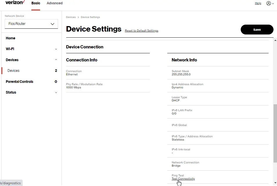 Devices: Device Settings