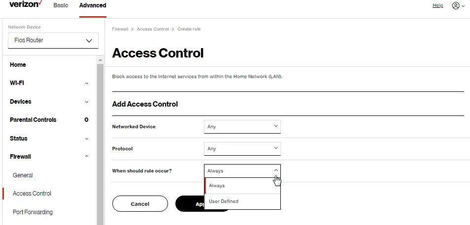 Firewall: Add Access Control Rule