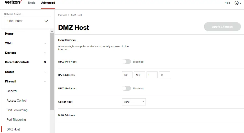 Firewall: DMZ Host