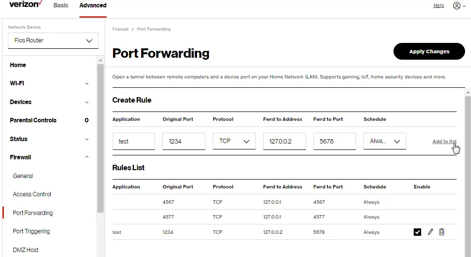 Firewall: Port Forwarding