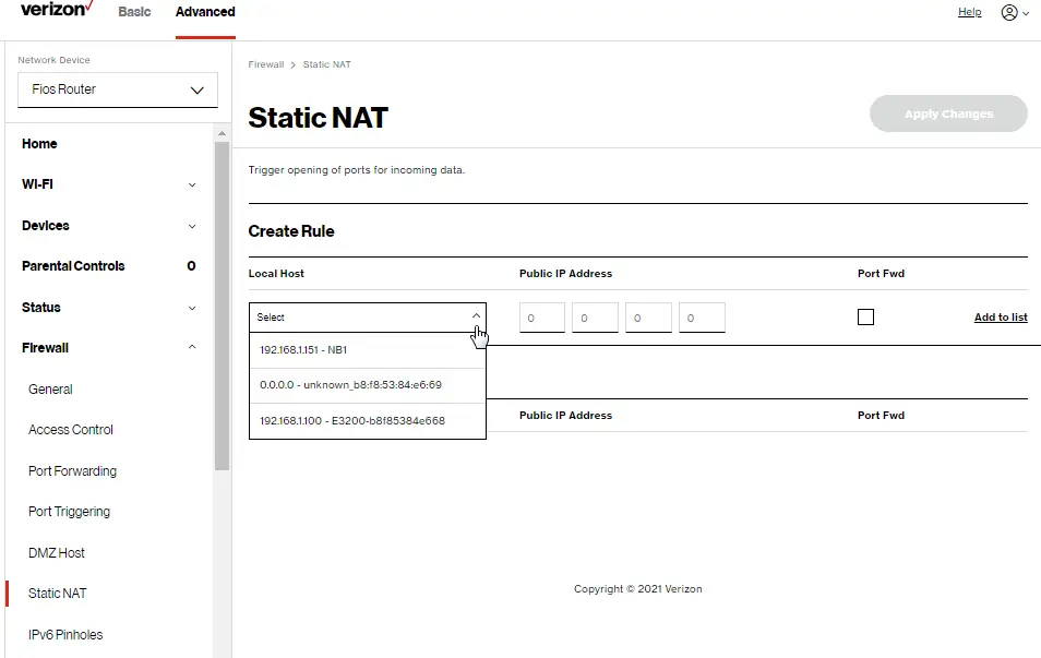 Firewall: Static NAT