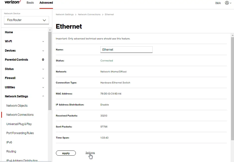 Network: Ethernet Connections