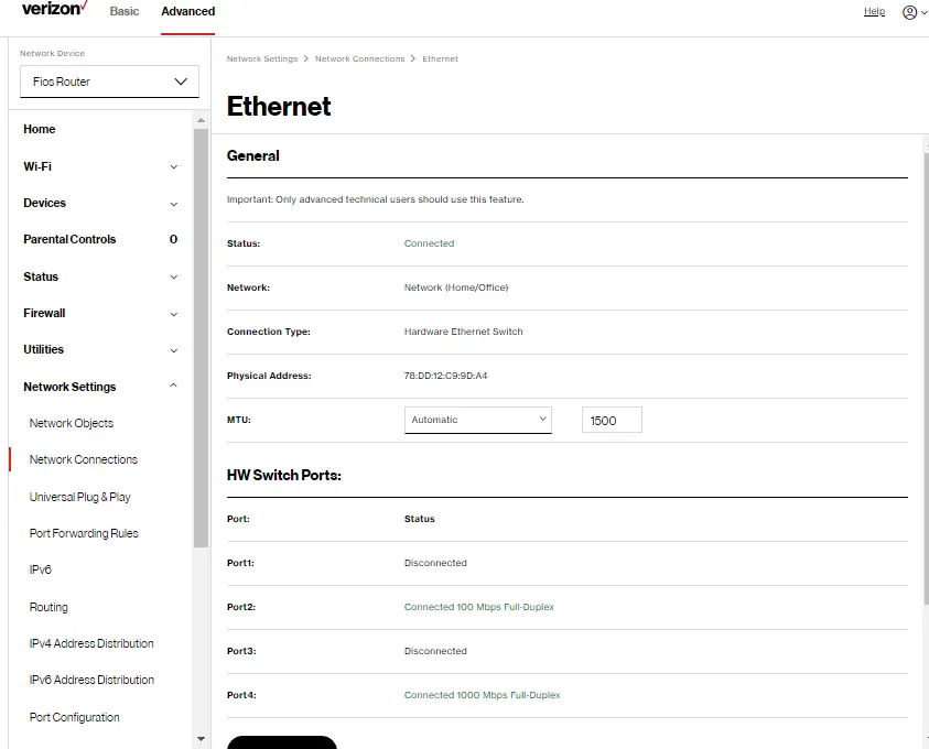 Network: Ethernet Properties