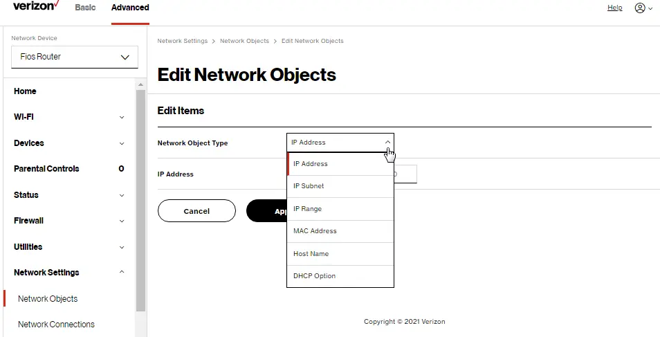 Network Objects: Edit Item