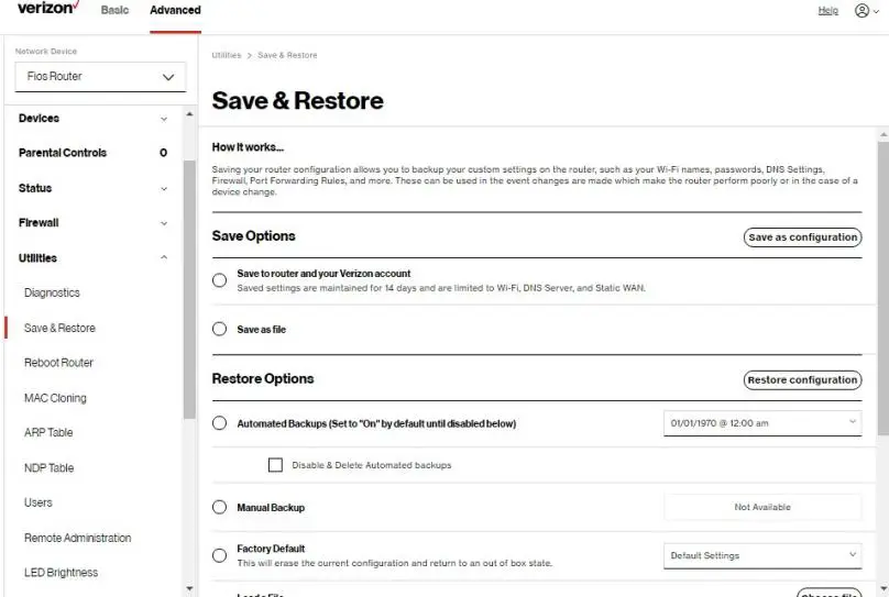 Save & Restore Router Configuration