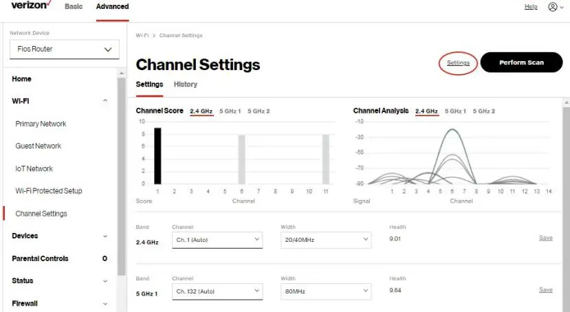 Wi-Fi: Channel Settings