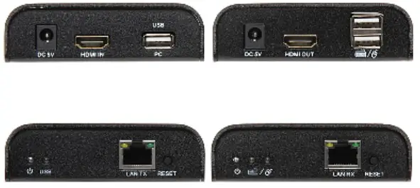 DELTA HDMI USB EX 100 HDMI Extender - Transmitter and receiver connectors