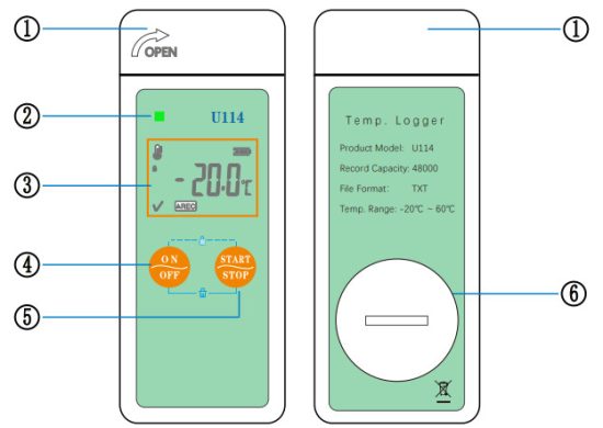 Thermo Hygro HDL U11410T Temperature Logger - diagram