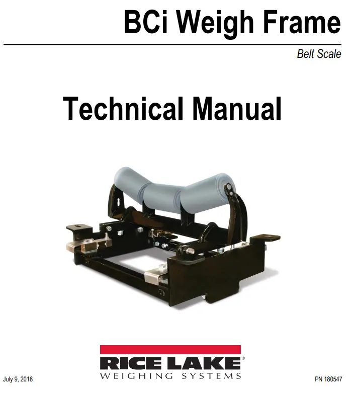 RICE LAKE BCi Weigh Frame Belt Scale Instruction Manual