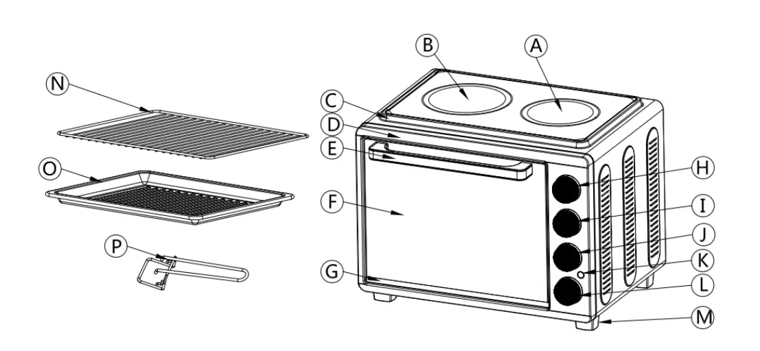 BROCK Electronics TO 5002 BKI Electric Oven-with-Infrared-Cooking-Plates-FIG-8