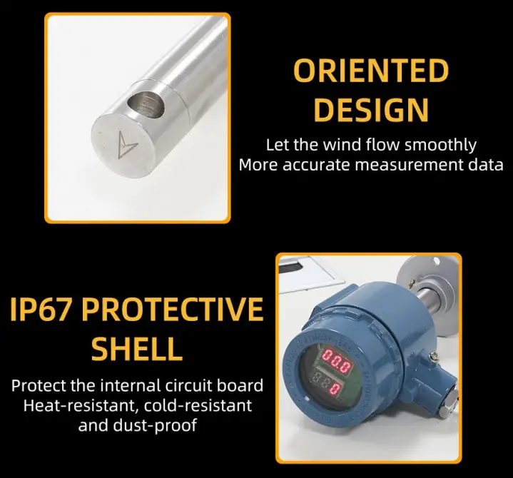 SONBUS KM37B90 RS485 High Temperature Hot Air Duct Wind Speed Sensor - Fig 1