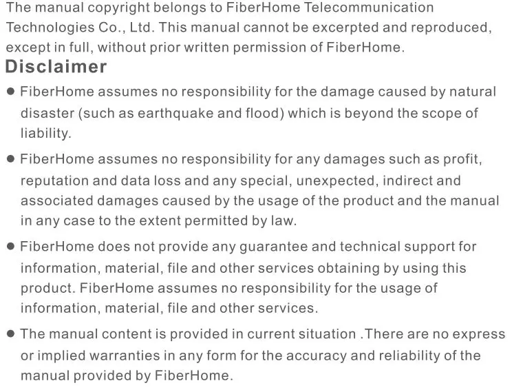FiberHome SR1041F Wireless Router User Manual - Legal Notice