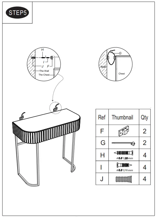 thdstatic Vanity Table Drawer and Metal Legs Bedroom - fig4