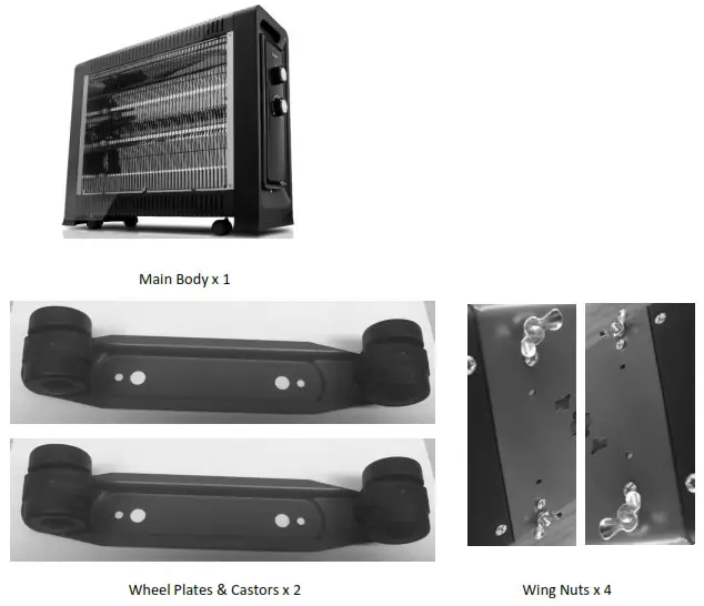 Goldair GIR375 2400W Radiant Heater with Fan - Components