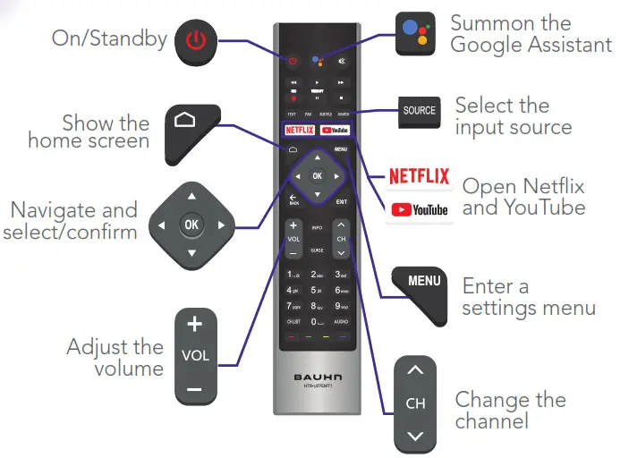 BAUHN 65 4K Ultra HD Android TV -remote 1