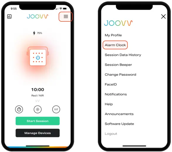 JOOVV Mobile App - Alarm Clock 1