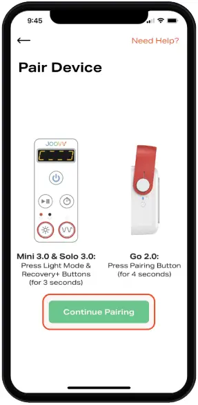 JOOVV Mobile App - Pair Your Device 2