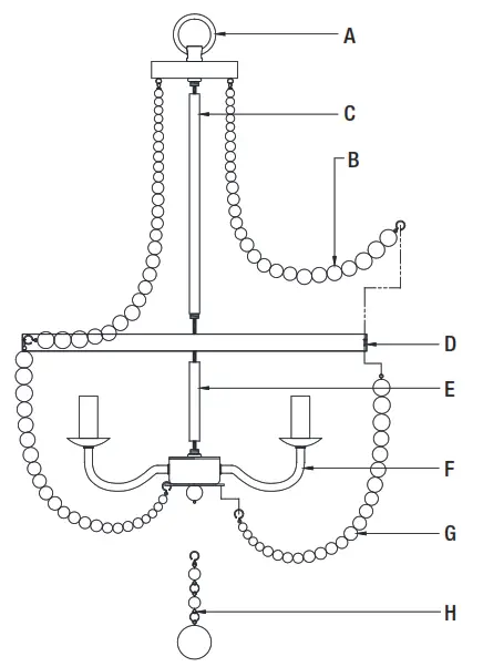 HAMPTON BAY HDP00705WW Adelaide 4 Light Wood Bead Chandelier - Assembling the light fixture