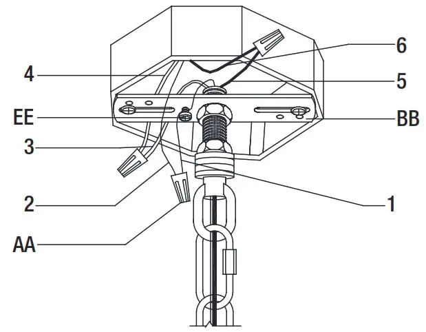 HAMPTON BAY HDP00705WW Adelaide 4 Light Wood Bead Chandelier - Connecting the wires