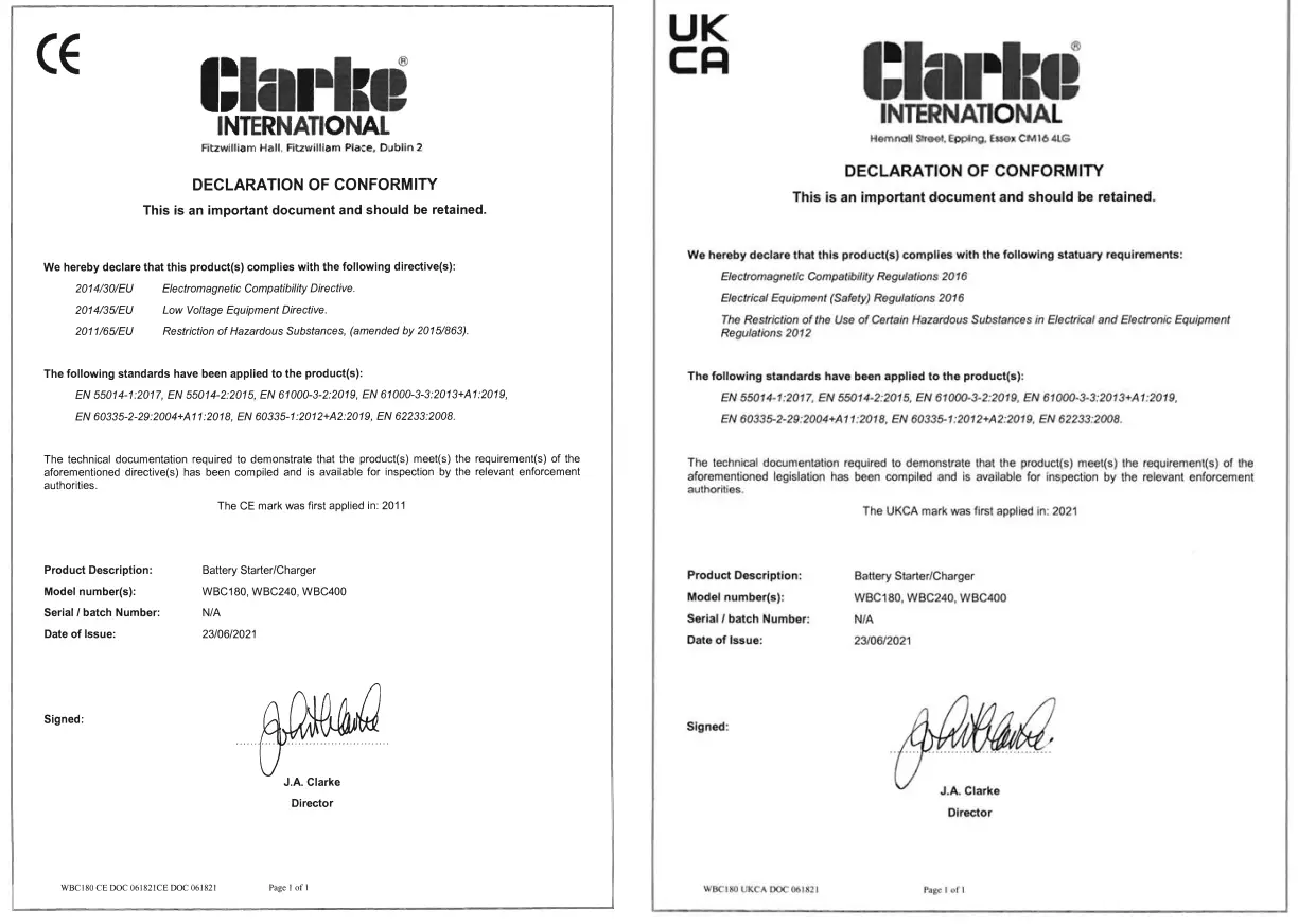 Clarke WBC180 Battery Charger Starter fig 2