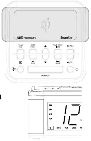 Emerson Radio ER100120, 10W Wireless Fast Charging Smartset Alarm Clock Radio 21