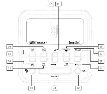 Emerson Radio ER100120, 10W Wireless Fast Charging Smartset Alarm Clock Radio 3