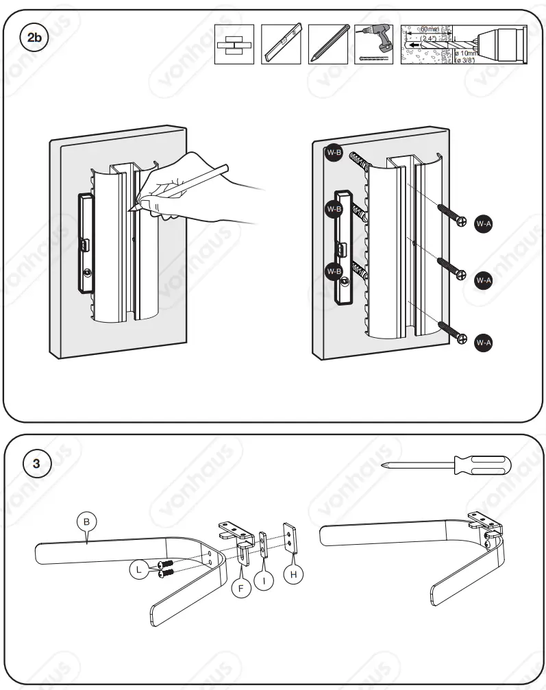 VonHaus Black Glass Floating TV Shelf fig 2
