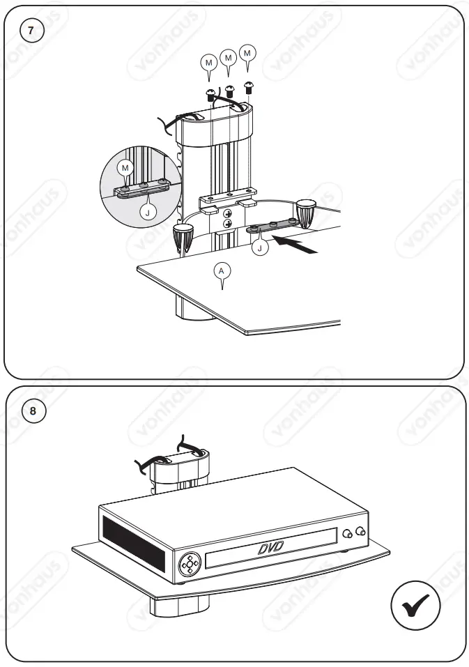 VonHaus Black Glass Floating TV Shelf fig