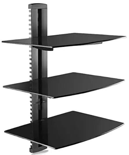 VonHaus Black Glass Floating TV Shelf