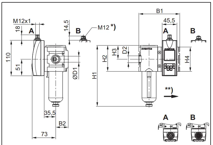 AVENTICS AF2 Flow Rate Sensor Diagram 9